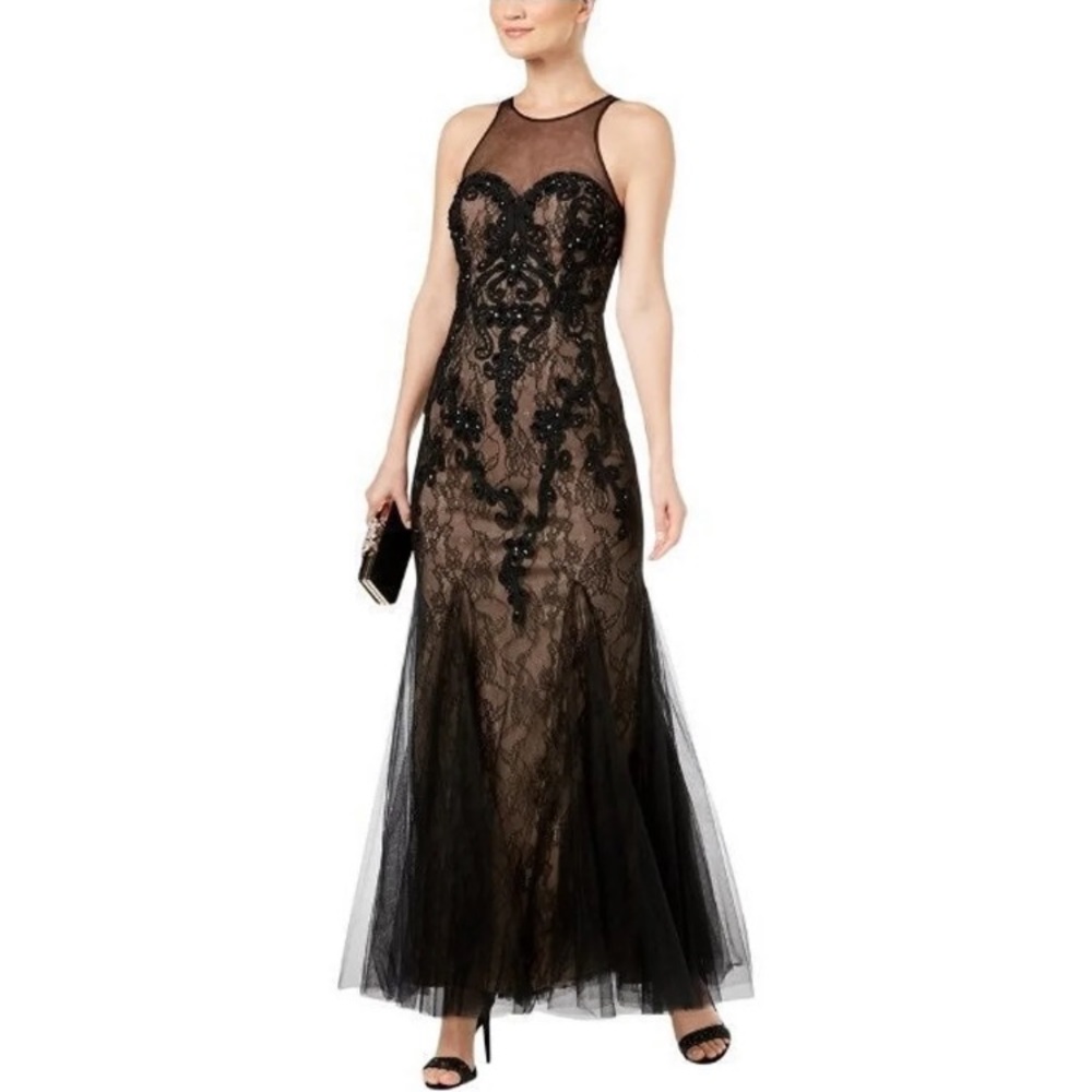 Betsy & Adam black gown NWT